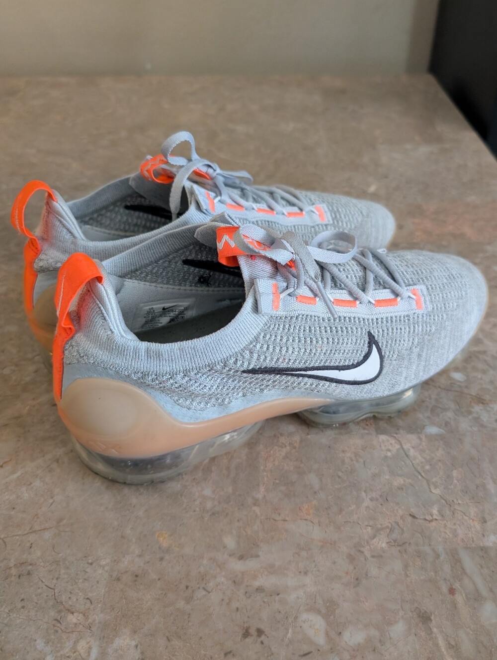 Nike Air Vapor Max (2021) Flyknit GS "Grey Fog Bright  Mango Shoes Men Size 10.5 - Picture 5 of 12